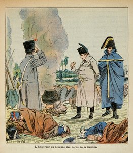 Illustration par Louis Bombled (1862-1927) tirée du livre « Le Mémorial de Sainte-Hélène » par le comte Emmanuel de Las Cases (1766-1842) : Napoléon pendant un bivouac mange le pain des soldats, Collection privée - Louis Charles Bombled