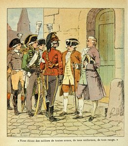 Illustration de Louis Bombled (1862-1927) du livre « Le Mémorial de Sainte-Hélène » du comte Emmanuel de Las Cases (1766-1842) : Émigrés à Coblence pendant la Révolution