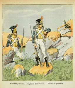 Illustration de Louis Bombled (1862-1927) du livre « Le Mémorial de Sainte-Hélène » du comte Emmanuel de Las Cases (1766-1842) : Infanterie polonaise ; Régiment de la Vistule ; fusilier et grenadier - Louis Charles Bombled