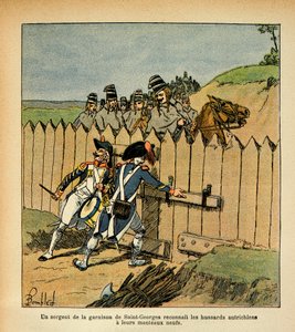 Illustration de Louis Bombled (1862-1927) du livre « Le Mémorial de Sainte-Hélène » par le comte Emmanuel de Las Cases (1766-1842) : Pendant la campagne d