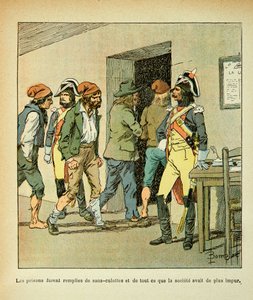 Illustration de Louis Bombled (1862-1927) du livre « Le Mémorial de Sainte-Hélène » par le comte Emmanuel de Las Cases (1766-1842) : Pendant la Révolution française, les prisons étaient pleines