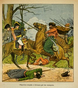 Illustration de Louis Bombled (1862-1927) du livre « Le Mémorial de Sainte-Hélène » par le comte Emmanuel de Las Cases (1766-1842) : Napoléon surpris à Brienne par les cosaques - Louis Charles Bombled