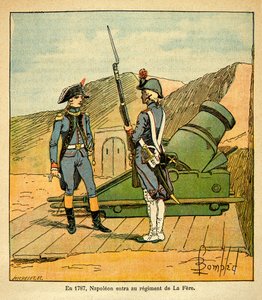 Illustration de Louis Bombled (Le Mémorial de Sainte-Hélène) : En 1787, Napoléon Bonaparte entre dans le régiment de La Fère en tant que lieutenant en second - Louis Charles Bombled
