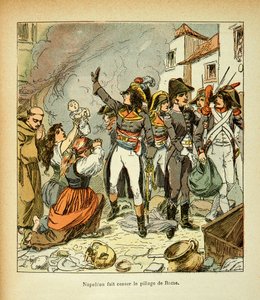 Illustration par Louis Bombled (1862-1927) tirée du livre « Le Mémorial de Sainte-Hélène » par le comte Emmanuel de Las Cases (1766-1842) : Bonaparte cesse le pillage de Rome, Collection privée - Louis Charles Bombled