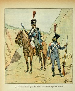 Illustration de Louis Bombled (1862-1927) du livre « Le Mémorial de Sainte-Hélène » du comte Emmanuel de Las Cases (1766-1842) : Les provinces bordant les Turcs avaient des régiments croates