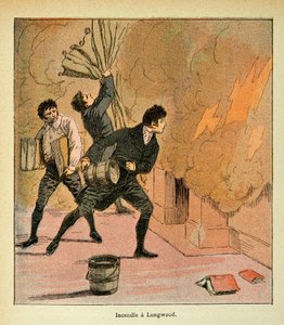 Illustration par Louis Bombled (1862-1927) du livre « Le Mémorial de Sainte-Hélène » du comte Emmanuel de Las Cases (1766-1842) : Incendie à Longwood - Louis Charles Bombled