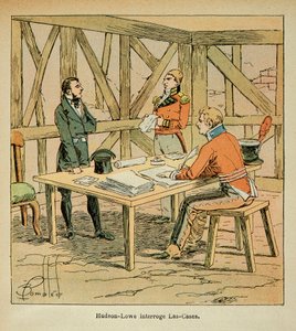 Illustration de Louis Bombled (1862-1927) du comte Emmanuel de Las Cases (1766-1842) : Le gouverneur Hudson Lowe (1769-1844) interroge Las Cases