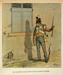 Illustration de Louis Bombled (1862-1927) du livre « Le Mémorial de Sainte-Hélène » du comte Emmanuel de Las Cases (1766-1842) : Sentinelle anglaise stationnée près de la maison de l