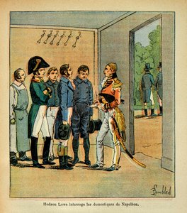 Illustration de Louis Bombled (1862-1927) du livre « Le Mémorial de Sainte-Hélène » du comte Emmanuel de Las Cases (1766-1842) : Le gouverneur Hudson Lowe (1769-1844) interroge les serviteurs de l
