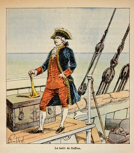 Illustration de Bombled Louis (1862-1927) du livre « Le Mémorial de Sainte-Hélène » par le comte Emmanuel de Las Cases (1766-1842) : Portrait de Pierre André de Suffren (1729-1788), dit le Bailli de Suffren, Vice-amiral, Collection privée - Louis Charles Bombled