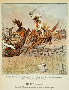 Illustration de Louis Bombled (1862-1927) du livre « Le Mémorial de Sainte-Hélène » par le comte Emmanuel de Las Cases (1766-1842) : Joachim Murat (1767-1815) Charge, Collection Privée - Louis Charles Bombled