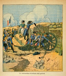 Illustration par Louis Bombled (1862-1927) du livre Le Mémorial de Sainte-Hélène par le comte Emmanuel de Las Cases (1766-1842) : Napoléon Bonaparte au siège de Toulon en 1793, Collection privée