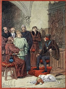 Le roi Louis XII de France (1462-1515) recevant les bourgeois de Paris dans le parloir aux bourgeois, première mairie de Paris le 26/11/1514