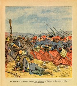 Les zouaves du 3e régiment chargent à la baïonnette et chassent les Prussiens du village d