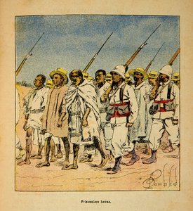 La Guerre à Madagascar - Histoire anecdotique des expéditions françaises de 1885-1895 par Henri Galli dit Galllichet, illustrée par Louis Bombled : Prisonniers Hovas en 1895 - Louis Charles Bombled