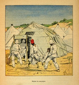 La Guerre à Madagascar - Histoire anecdotique des expéditions françaises de 1885-1895 par Henri Galli dit Galllichet, illustrée par Louis Bombled : Hôpital de campagne militaire à Madagascar en 1895 - Louis Charles Bombled