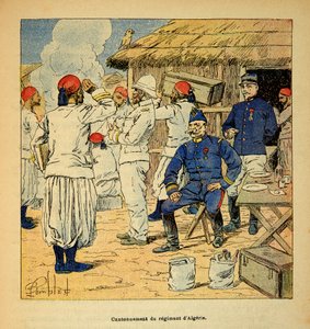 La Guerre à Madagascar - Histoire anecdotique des expéditions françaises de 1885-1895 par Henri Galli dit Galllichet, illustrée par Louis Bombled : Cantonnement du Régiment d