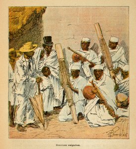 La Guerre à Madagascar - Histoire anecdotique des expéditions françaises de 1885-1895 par Henri Galli dit Galllichet, illustrée par Louis Bombled : Musiciens malgaches au XIXe siècle - Louis Charles Bombled