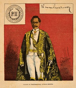 La Guerre à Madagascar - Histoire anecdotique des expéditions françaises de 1885-1895 par Henri Galli dit Galllichet, illustrée par Louis Bombled : Portrait du Premier Ministre Rainilaiarivony - Louis Charles Bombled