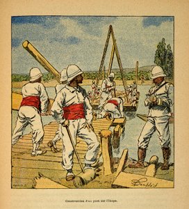La Guerre à Madagascar-Histoire anecdotique des expéditions françaises de 1885-1895 par Henri Galli dit Galllichet (1854-1922), illustrée par Louis Bombled (1862-1927) : Construction d