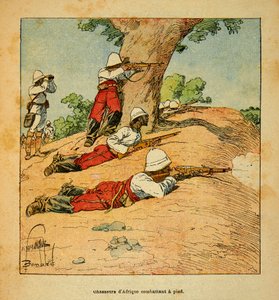 La Guerre à Madagascar-Histoire anecdotique des expéditions françaises de 1885-1895 par Henri Galli dit Galllichet (1854-1922), illustrée par Louis Bombled (1862-1927) : Chasseurs d