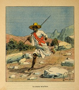 La guerre à Madagascar - Histoire anecdotique des expéditions françaises de 1885-1895 par Henri Galli dit Gallichet (1854-1922), illustrée par Louis Bombled (1862-1927) : Un courrier de la reine Ranavalona en 1895 - Louis Charles Bombled