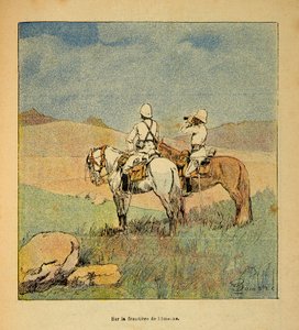 La guerre à Madagascar - Histoire anecdotique des expéditions françaises de 1885-1895 par Henri Galli dit Gallichet (1854-1922), illustrée par Louis Bombled (1862-1927) : Militaires en reconnaissance à la frontière de l