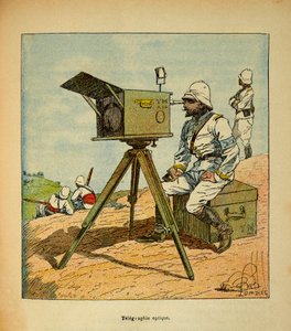 La guerre à Madagascar - Histoire anecdotique des expéditions françaises de 1885-1895 par Henri Galli dit Gallichet (1854-1922), illustrée par Louis Bombled (1862-1927) : Télégraphie optique en 1895 - Louis Charles Bombled