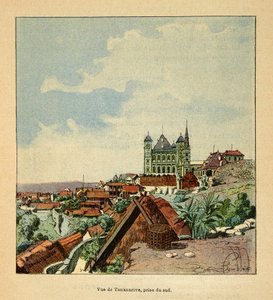 La Guerre à Madagascar - Histoire anecdotique des expéditions françaises de 1885-1895 par Henri Galli dit Galllichet (1854-1922), illustrée par Louis Bombled (1862-1927) : Vue de Tananarive prise du sud au XIXe siècle - Louis Charles Bombled