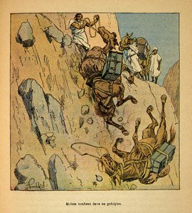 La Guerre à Madagascar-Histoire anecdotique des expéditions françaises de 1885-1895 par Henri Galli dit Gallichet (1854-1922), illustrée par Louis Bombled (1862-1927) : Mulets d