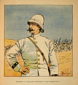La Guerre à Madagascar - Histoire anecdotique des expéditions françaises de 1885-1895 par Henri Galli dit Gallichet (1854-1922), illustrée par Louis Bombled (1862-1927) : Portrait du général De Torcy (1844-1918), chef d