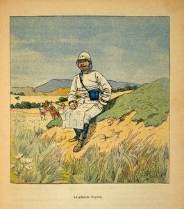 La Guerre à Madagascar - Histoire anecdotique des expéditions françaises de 1885-1895 par Henri Galli dit Gallichet (1854-1922), illustrée par Louis Bombled (1862-1927) : Portrait du général Voyron (1838-1921), Collection privée