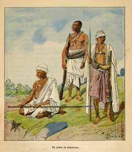 La Guerre à Madagascar - Histoire anecdotique des expéditions françaises de 1885-1895 par Henri Galli dit Gallichet (1854-1922), illustrée par Louis Bombled (1862-1927) : Guerriers Sakalavas, Collection privée - Louis Charles Bombled
