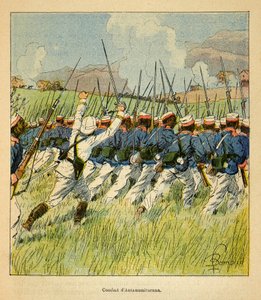 La guerre à Madagascar - Histoire anecdotique des expéditions françaises de 1885-1895 par Henri Galli dit Galllichet, illustrée par Louis Bombled : Troupes françaises pendant les batailles d