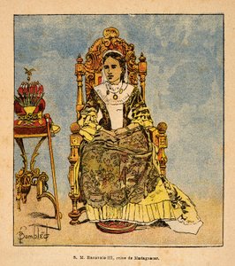 La guerre à Madagascar - Histoire anecdotique des expéditions françaises de 1885-1895 par Henri Galli dit Galllichet, illustrée par Louis Bombled : Portrait de la reine Ranavalona III (1861-1917), reine de Madagascar - Louis Charles Bombled