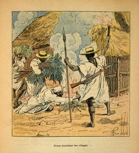 La Guerre à Madagascar : Les Hovas brûlant des villages - Louis Charles Bombled