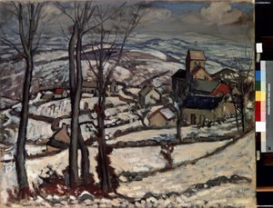 Village à Morvan sous la neige - Louis Charlot