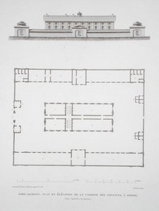 Plan et élévation du bâtiment des condamnés à Port Jackson, près de Sydney, de 