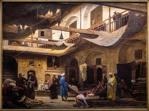Le bazar du tapis dans le Khan Khalil au Caire - Louis Claude Mouchot