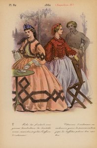 Mode française : 1862, Napoléon III (lithographie en couleur)