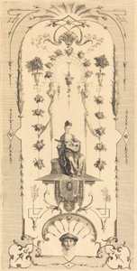 Femme assise jouant de la guitare - Louis Crépy after Antoine Watteau