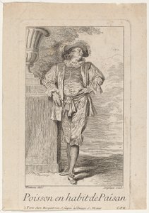 Poisson en habit de paysan - Louis Deplaces after Antoine Watteau
