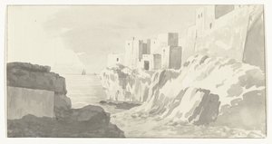 Vue de la ville Polignano (Voyage en Italie, en Sicile et à Malte - 1778) - Louis Ducros