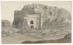Tombes avec façade de style dorique taillées dans la roche près de Syracuse (Voyage en Italie, en Sicile et à Malte - 1778) - Louis Ducros
