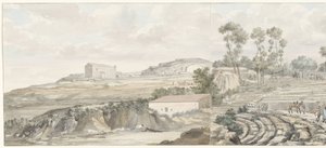 Intérieur avec escaliers du théâtre de Syracuse (Voyage en Italie, en Sicile et à Malte - 1778) - Louis Ducros