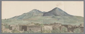 Vésuve vu de Portici avec les coulées de lave de 1777, 1771 et 1731 (Voyage en Italie, en Sicile et à Malte - 1778) - Louis Ducros
