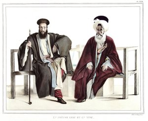 Un prêtre grec et un Turc. dans « Voyage à Athènes et Constantinople, ou collection de portraits grecs et ottomans, vues et costumes, peints sur place d