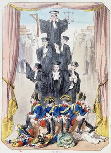 Les litideurs malgré eux - Lithographie, extrait du Théâtre des marionnettes du jardin des Tuileries, texte et dessin de Louis Edmond Duranty (1833-1880), Paris