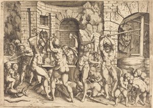 La Forge de Vulcain - Louis Elle I after Francesco Primaticcio