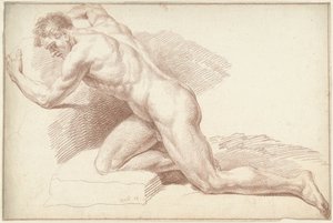 Nu masculin, agenouillé, vers la gauche - Louis Fabritius Dubourg